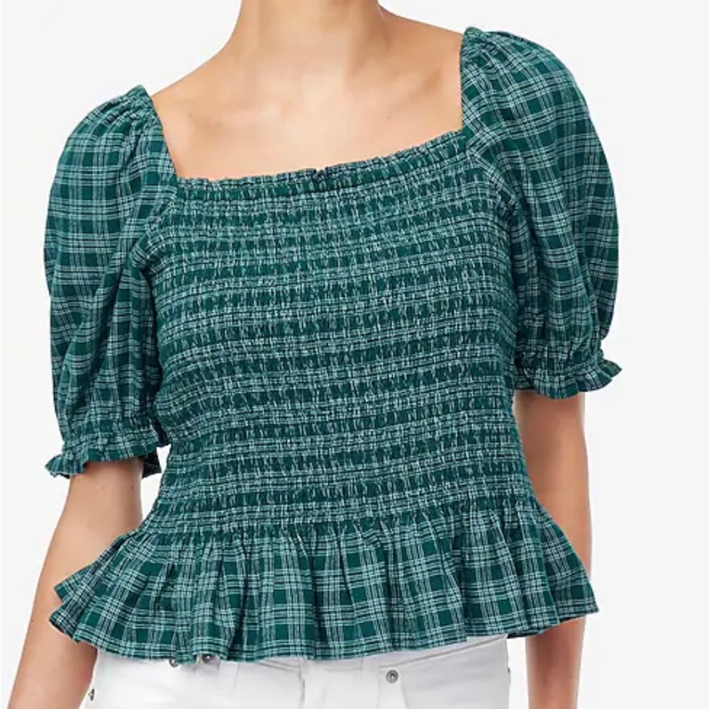 NWT J Crew Flannel smocked top
